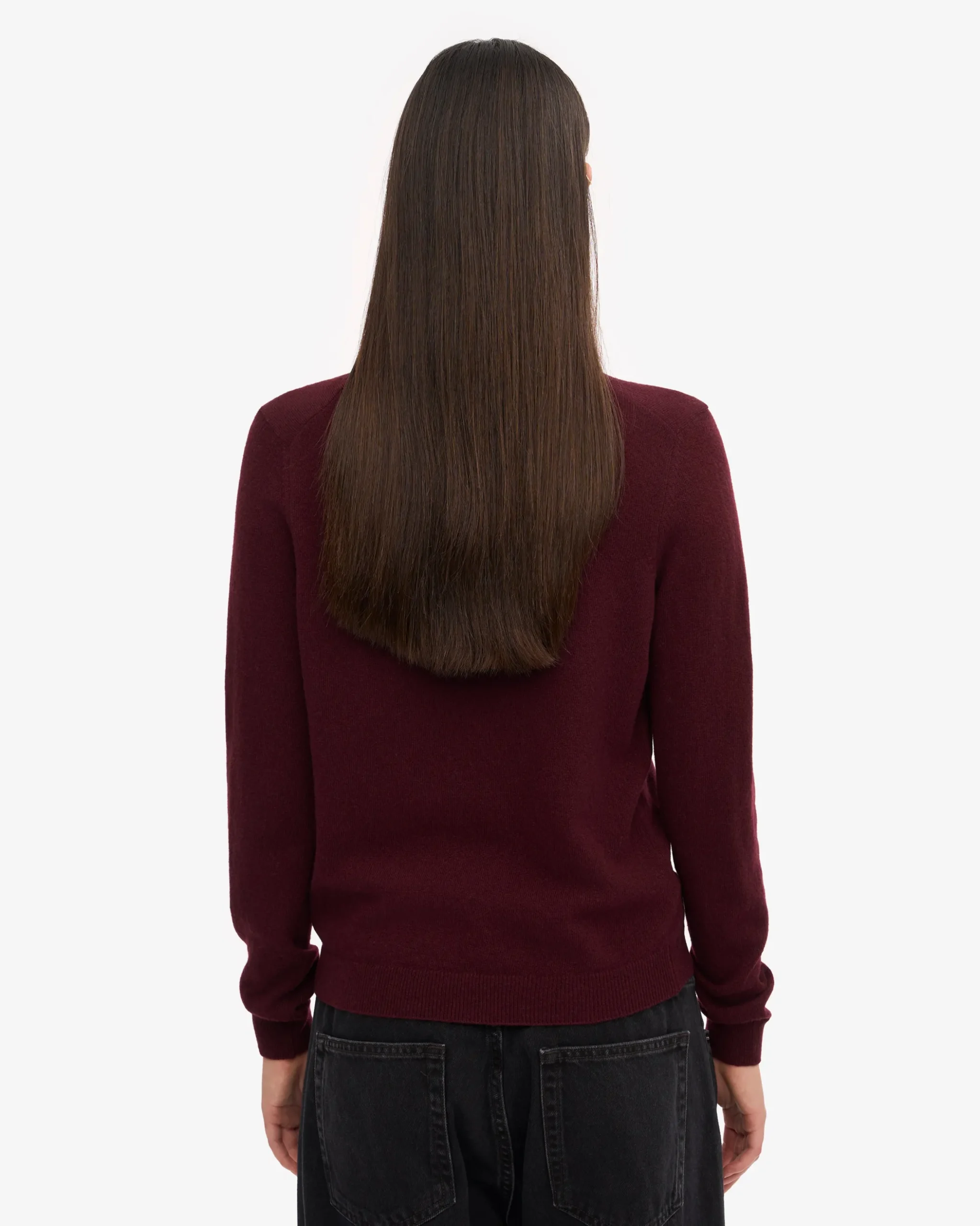 Women Light Merino Wool Crew - Oxblood Red