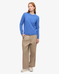 Women Light Merino Wool Crew - Pacific Blue