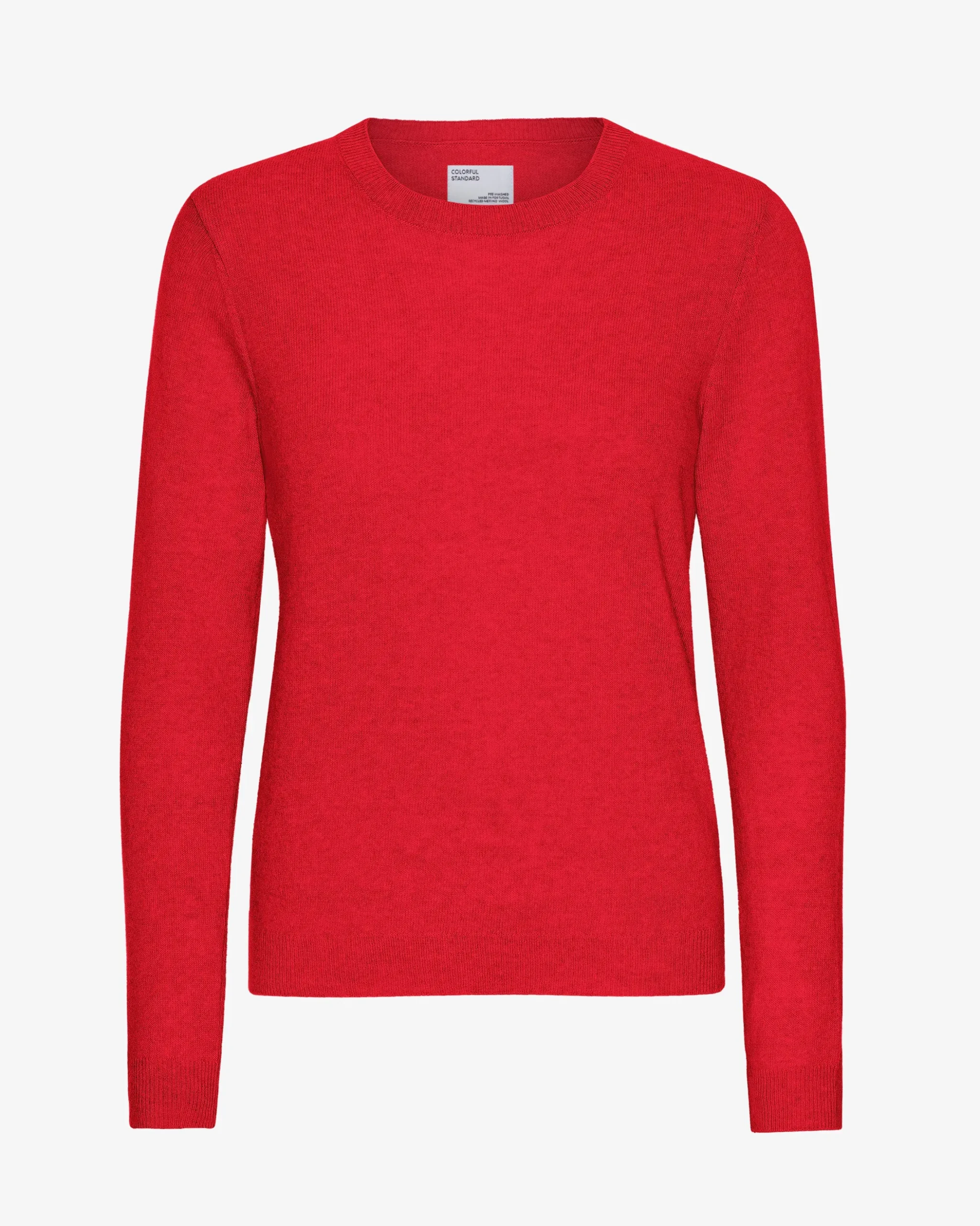 Women Light Merino Wool Crew - Scarlet Red