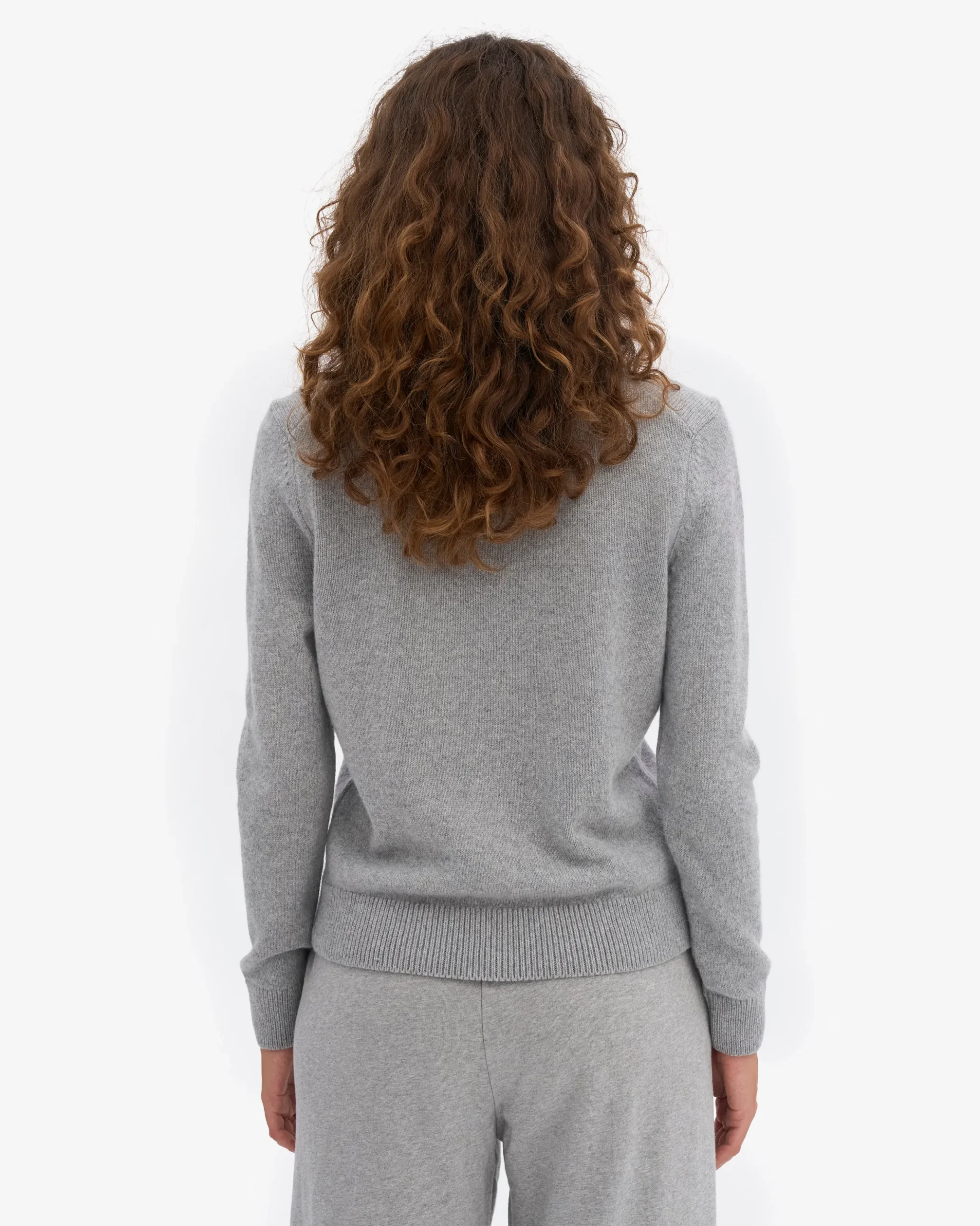 Women Merino Wool Collar Cardigan - Heather Grey