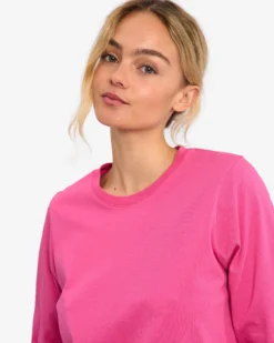 Women Organic LS T-Shirt - Bubblegum Pink