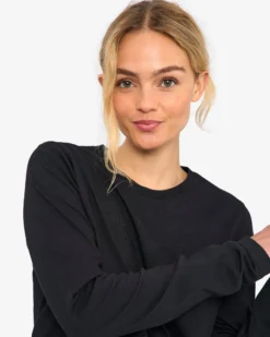 Women Organic LS T-Shirt - Deep Black