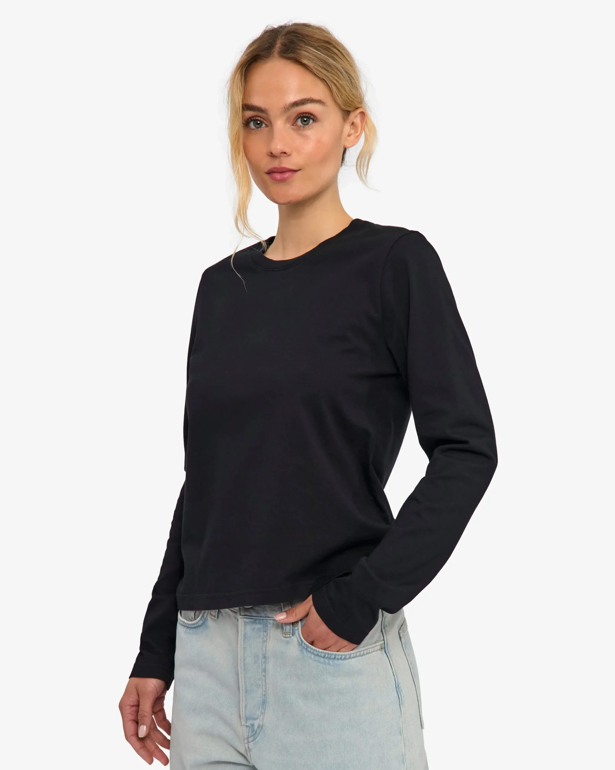 Women Organic LS T-Shirt - Deep Black