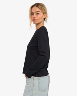 Women Organic LS T-Shirt - Deep Black