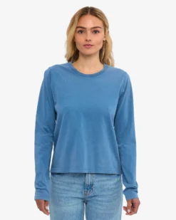 Women Organic LS T-Shirt - Faded Indigo
