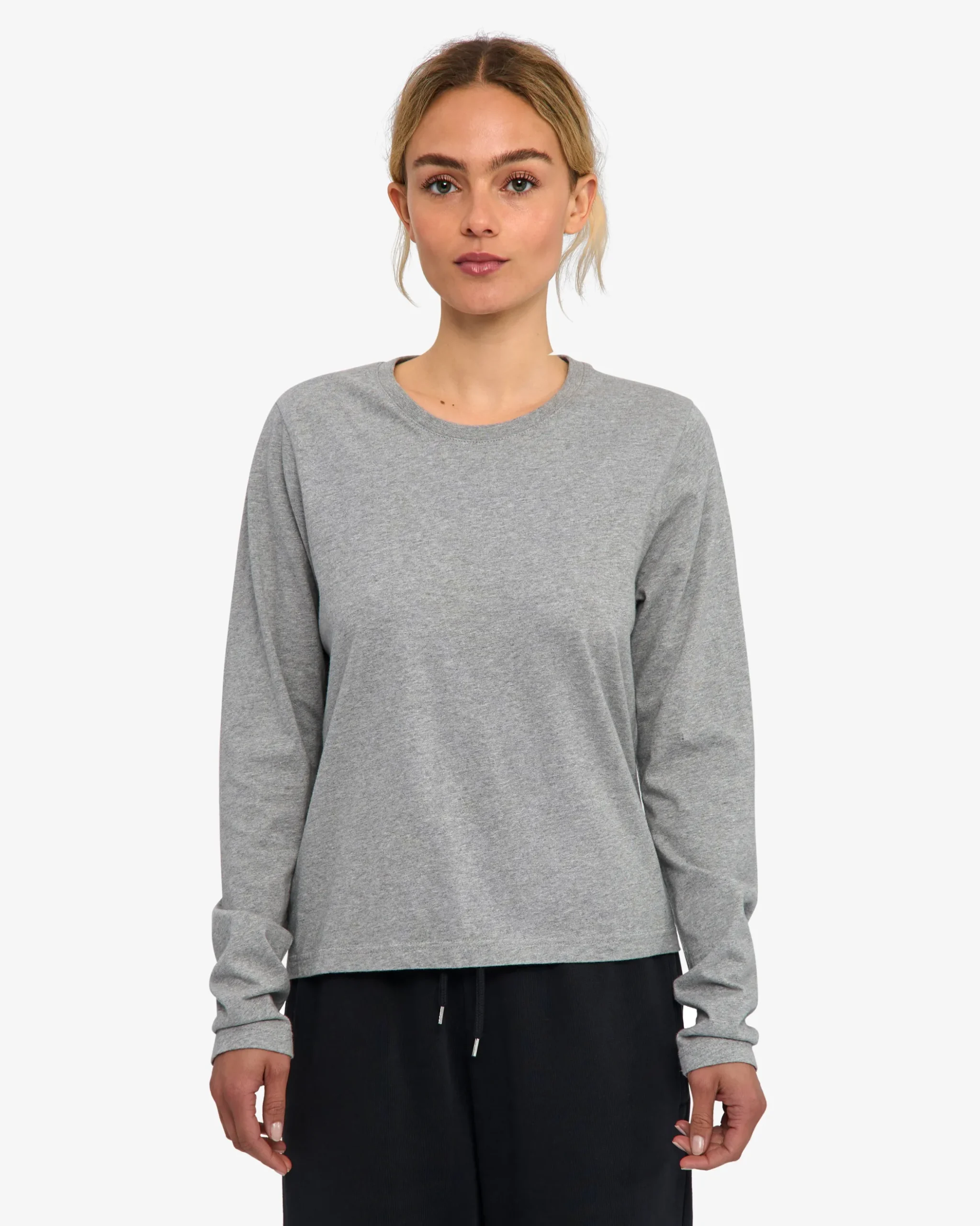 Women Organic LS T-Shirt - Heather Grey