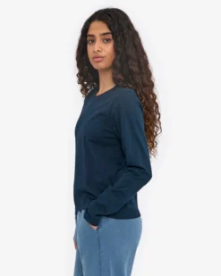 Women Organic LS T-Shirt - Navy Blue