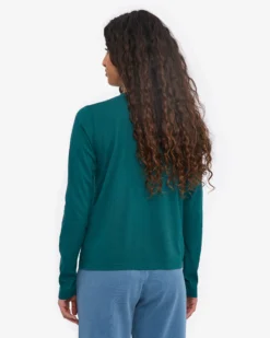 Women Organic LS T-Shirt - Ocean Green
