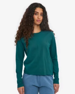 Women Organic LS T-Shirt - Ocean Green