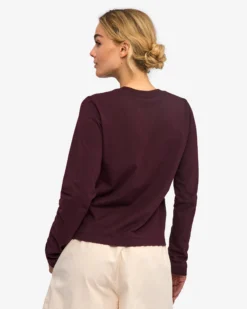Women Organic LS T-Shirt - Oxblood Red