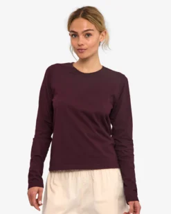 Women Organic LS T-Shirt - Oxblood Red