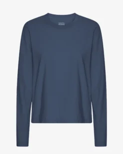 Women Organic LS T-Shirt - Petrol Blue