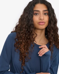 Women Organic LS T-Shirt - Petrol Blue