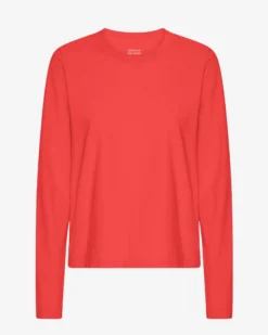 Women Organic LS T-Shirt - Red Tangerine