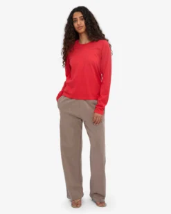 Women Organic LS T-Shirt - Red Tangerine