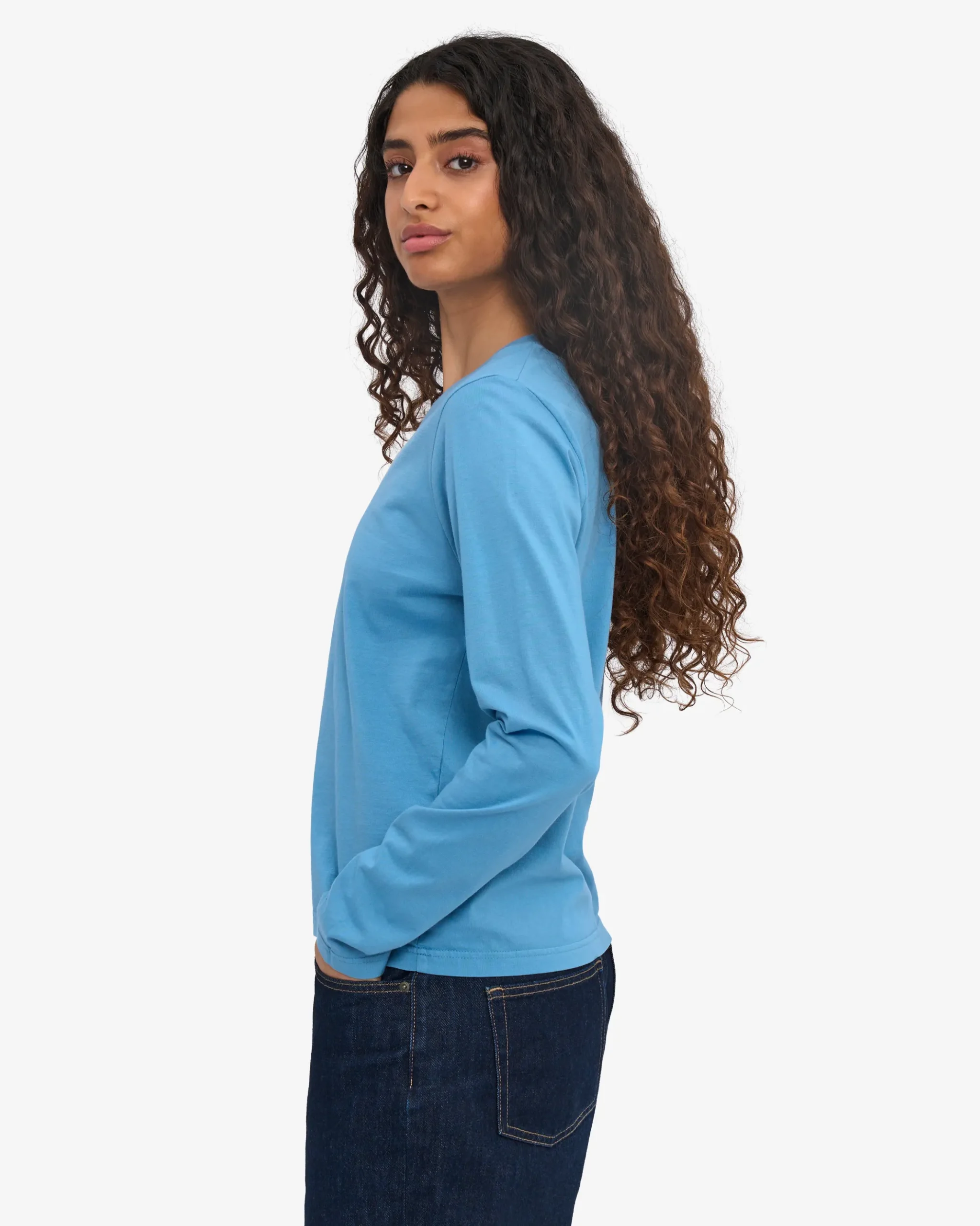 Women Organic LS T-Shirt - Seaside Blue