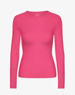 Women Organic Rib LS T-Shirt - Bubblegum Pink