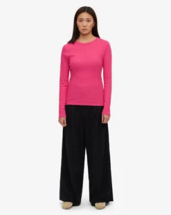 Women Organic Rib LS T-Shirt - Bubblegum Pink