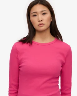 Women Organic Rib LS T-Shirt - Bubblegum Pink