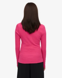 Women Organic Rib LS T-Shirt - Bubblegum Pink