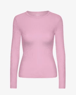 Women Organic Rib LS T-Shirt - Cherry Blossom