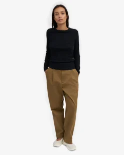 Women Organic Rib LS T-Shirt - Deep Black