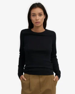 Women Organic Rib LS T-Shirt - Deep Black