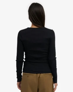 Women Organic Rib LS T-Shirt - Deep Black