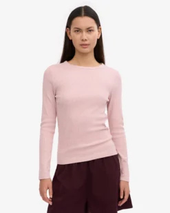 Women Organic Rib LS T-Shirt - Faded Pink