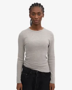 Women Organic Rib LS T-Shirt - Heather Grey
