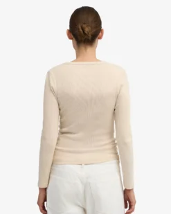 Women Organic Rib LS T-Shirt - Ivory White