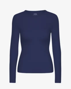 Women Organic Rib LS T-Shirt - Marine Blue