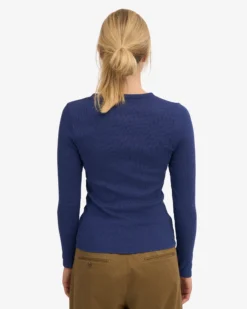 Women Organic Rib LS T-Shirt - Marine Blue