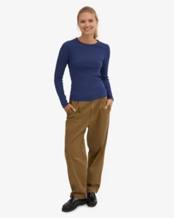Women Organic Rib LS T-Shirt - Marine Blue