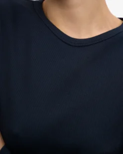 Women Organic Rib LS T-Shirt - Navy Blue