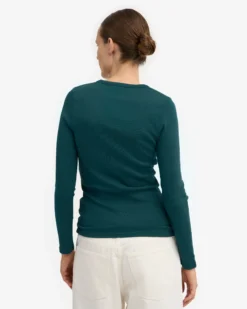 Women Organic Rib LS T-Shirt - Ocean Green