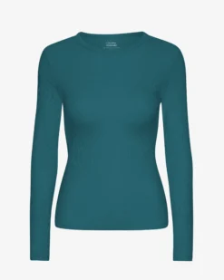 Women Organic Rib LS T-Shirt - Ocean Green