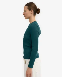 Women Organic Rib LS T-Shirt - Ocean Green