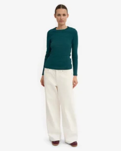 Women Organic Rib LS T-Shirt - Ocean Green