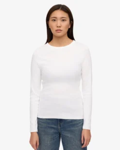 Women Organic Rib LS T-Shirt - Optical White
