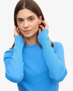 Women Organic Rib LS T-Shirt - Pacific Blue