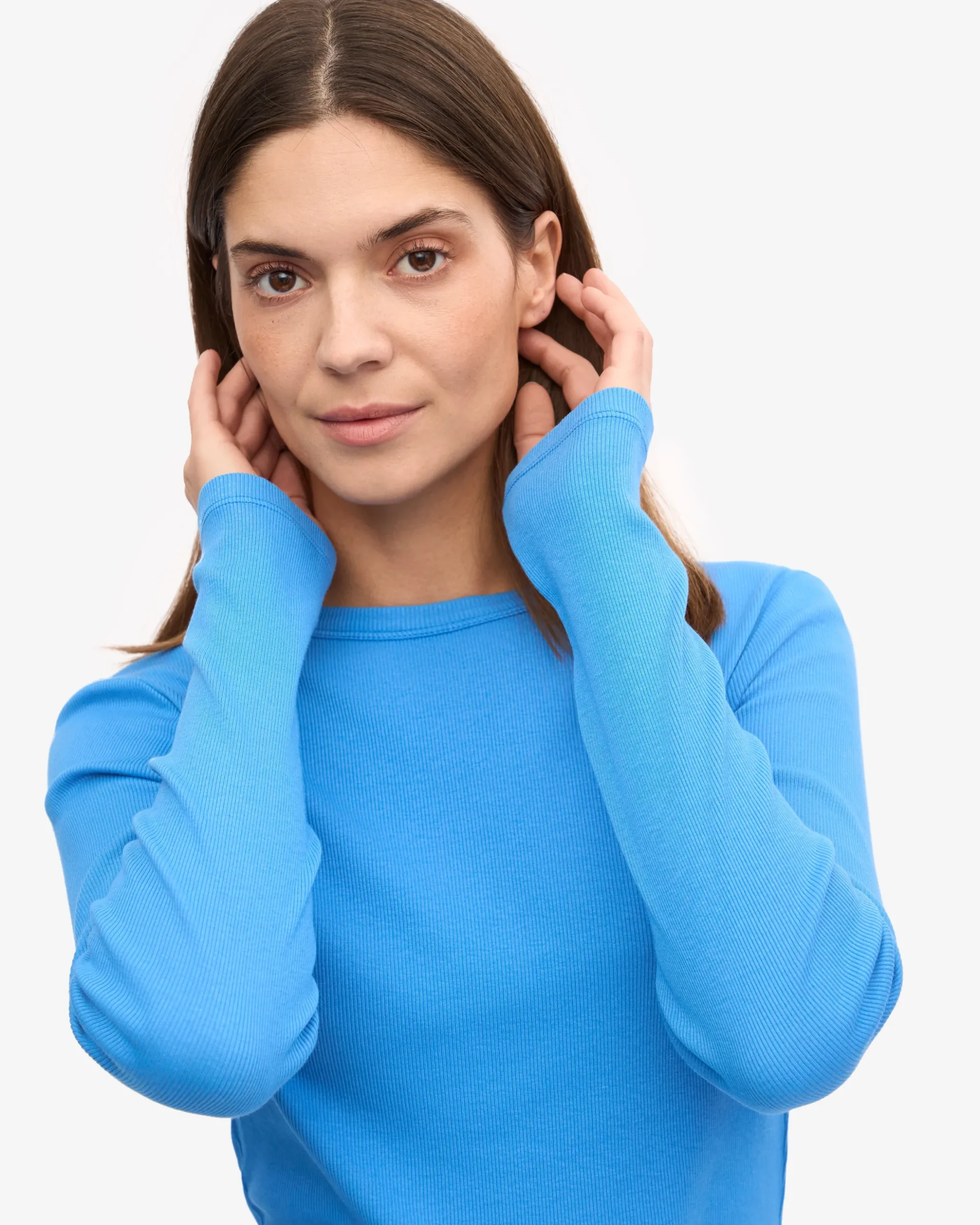 Women Organic Rib LS T-Shirt - Pacific Blue