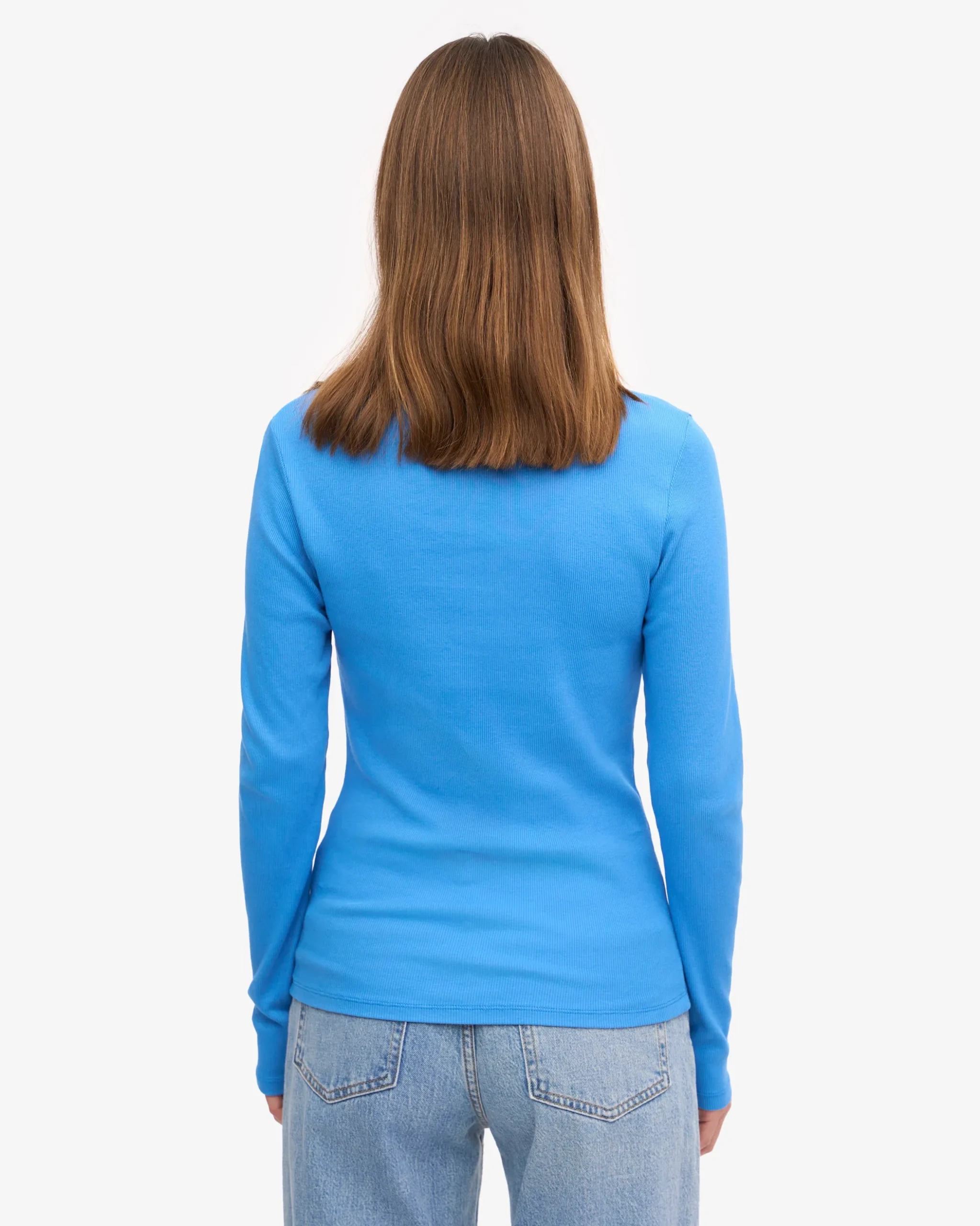 Women Organic Rib LS T-Shirt - Pacific Blue