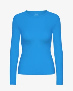 Women Organic Rib LS T-Shirt - Pacific Blue