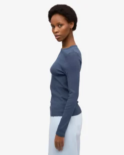 Women Organic Rib LS T-Shirt - Polar Blue