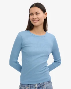 Women Organic Rib LS T-Shirt - Seaside Blue