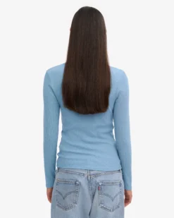 Women Organic Rib LS T-Shirt - Seaside Blue