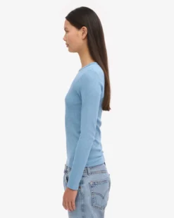 Women Organic Rib LS T-Shirt - Seaside Blue