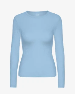Women Organic Rib LS T-Shirt - Seaside Blue