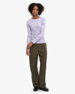 Women Organic Rib LS T-Shirt - Soft Lavender